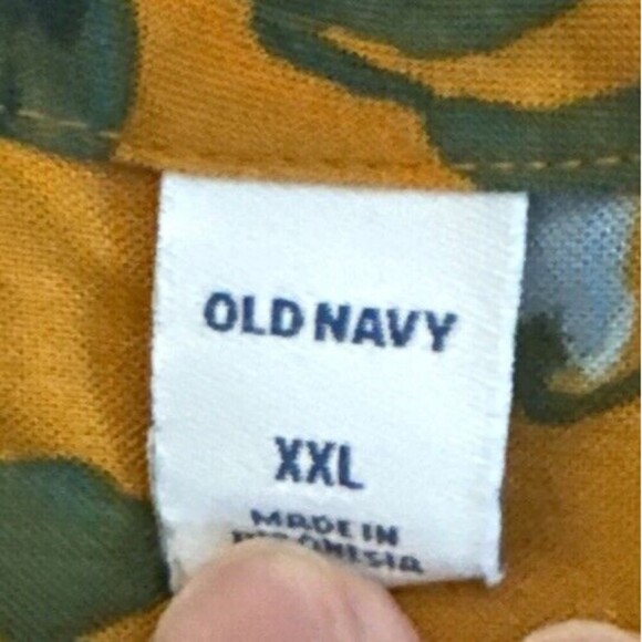 Old Navy FLORAL Print Long Sleeve Popover Rayon Blouse Gold Blue Sz XXL NEW - Picture 9 of 11